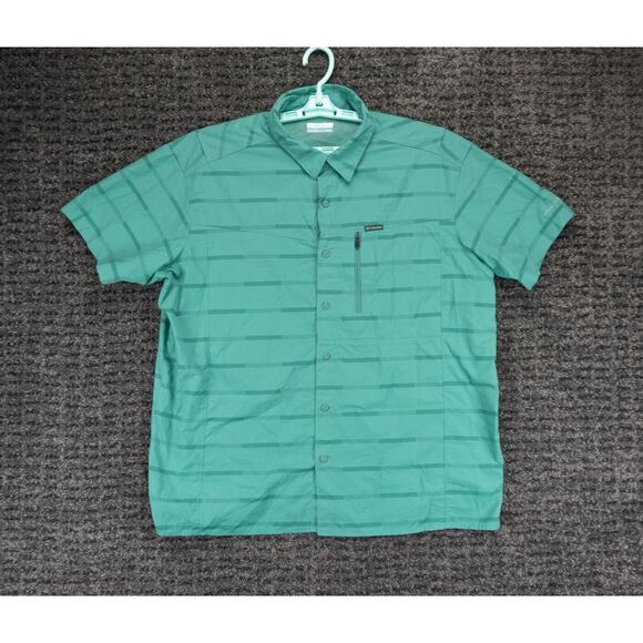 Columbia Other - Columbia Shirt Mens XL Green Striped Short Sleeve Vented Omni Shade Outdoors